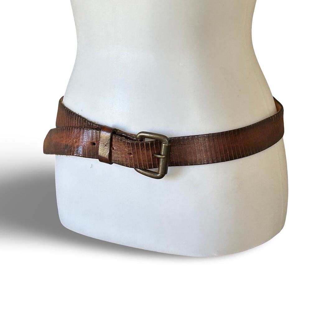 90s/00s Levi's Vintage Leather Belt Unisex Brown Ribbed 34
